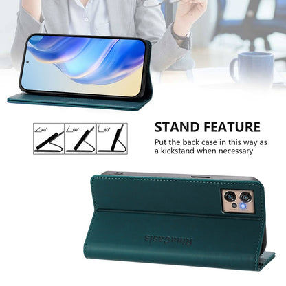 Motorola Moto G32 Dual-Folded Magnetic Suction RFID Blocking PU Leather Wallet Phone Case with Card Slots, Cash Pocket, Kickstand, Full Protective Flip Cover