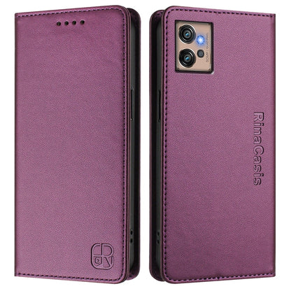 Motorola Moto G32 Dual-Folded Magnetic Suction RFID Blocking PU Leather Wallet Phone Case with Card Slots, Cash Pocket, Kickstand, Full Protective Flip Cover