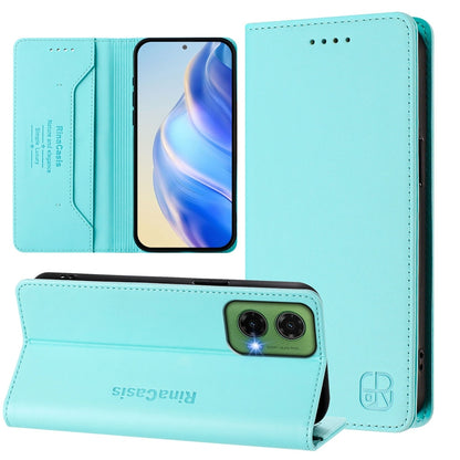 Motorola Moto G35 Dual-Folded Magnetic Suction RFID Blocking PU Leather Wallet Phone Case with Card Slots, Cash Pocket, Kickstand, Full Protective Flip Cover