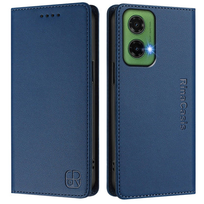 Motorola Moto G35 Dual-Folded Magnetic Suction RFID Blocking PU Leather Wallet Phone Case with Card Slots, Cash Pocket, Kickstand, Full Protective Flip Cover