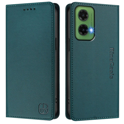 Motorola Moto G35 Dual-Folded Magnetic Suction RFID Blocking PU Leather Wallet Phone Case with Card Slots, Cash Pocket, Kickstand, Full Protective Flip Cover