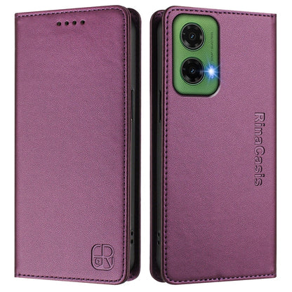 Motorola Moto G35 Dual-Folded Magnetic Suction RFID Blocking PU Leather Wallet Phone Case with Card Slots, Cash Pocket, Kickstand, Full Protective Flip Cover