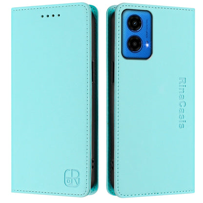 Motorola Moto G45 5G Dual-Folded Magnetic Suction RFID Blocking PU Leather Wallet Phone Case with Card Slots, Cash Pocket, Kickstand, Full Protective Flip Cover
