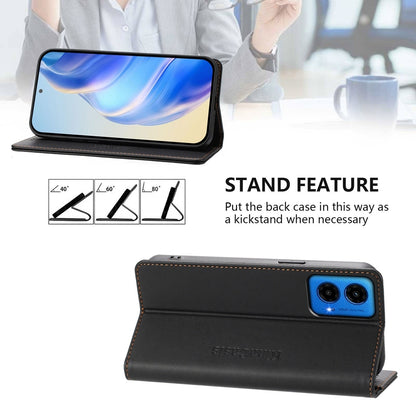 Motorola Moto G45 5G Dual-Folded Magnetic Suction RFID Blocking PU Leather Wallet Phone Case with Card Slots, Cash Pocket, Kickstand, Full Protective Flip Cover