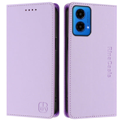 Motorola Moto G45 5G Dual-Folded Magnetic Suction RFID Blocking PU Leather Wallet Phone Case with Card Slots, Cash Pocket, Kickstand, Full Protective Flip Cover