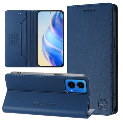 Motorola Moto G45 5G Dual-Folded Magnetic Suction RFID Blocking PU Leather Wallet Phone Case with Card Slots, Cash Pocket, Kickstand, Full Protective Flip Cover