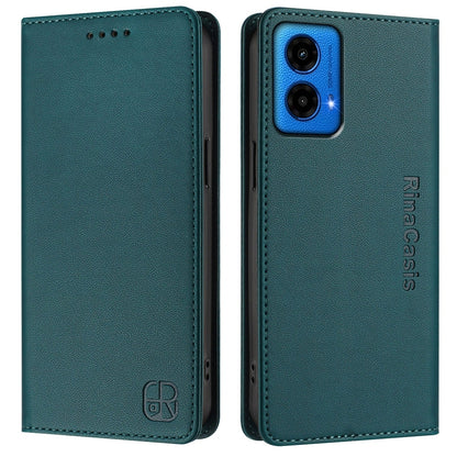 Motorola Moto G45 5G Dual-Folded Magnetic Suction RFID Blocking PU Leather Wallet Phone Case with Card Slots, Cash Pocket, Kickstand, Full Protective Flip Cover