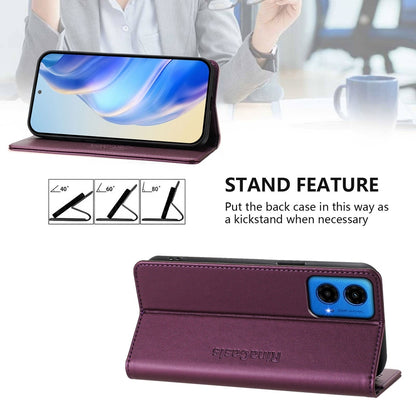 Motorola Moto G34 5G Dual-Folded Magnetic Suction RFID Blocking PU Leather Wallet Phone Case with Card Slots, Cash Pocket, Kickstand, Full Protective Flip Cover
