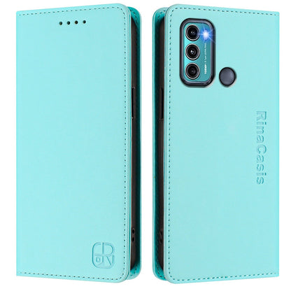 Motorola Moto G40 Fusion Dual-Folded Magnetic Suction RFID Blocking PU Leather Wallet Phone Case with Card Slots, Cash Pocket, Kickstand, Full Protective Flip Cover