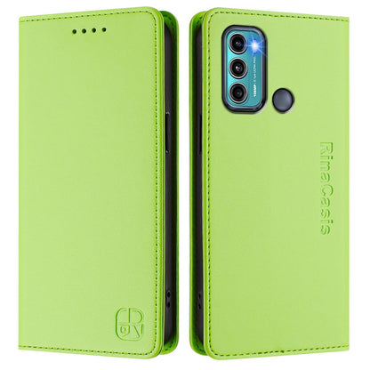 Motorola Moto G40 Fusion Dual-Folded Magnetic Suction RFID Blocking PU Leather Wallet Phone Case with Card Slots, Cash Pocket, Kickstand, Full Protective Flip Cover