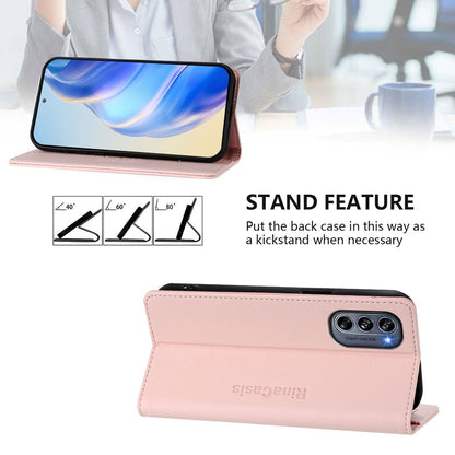 Motorola Moto G62 5G Dual-Folded Magnetic Suction RFID Blocking PU Leather Wallet Phone Case with Card Slots, Cash Pocket, Kickstand, Full Protective Flip Cover