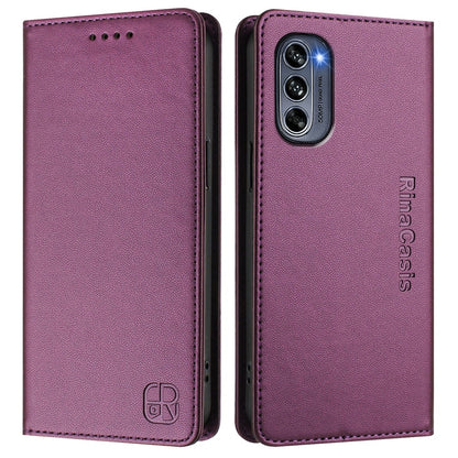Motorola Moto G62 5G Dual-Folded Magnetic Suction RFID Blocking PU Leather Wallet Phone Case with Card Slots, Cash Pocket, Kickstand, Full Protective Flip Cover