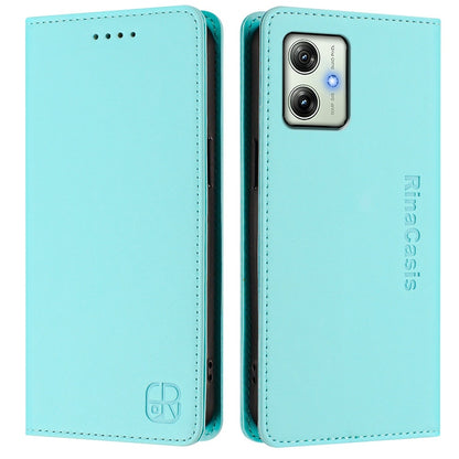 Motorola Moto G64 5G Dual-Folded Magnetic Suction RFID Blocking PU Leather Wallet Phone Case with Card Slots, Cash Pocket, Kickstand, Full Protective Flip Cover
