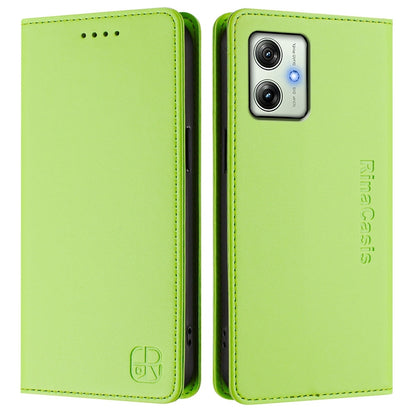 Motorola Moto G64 5G Dual-Folded Magnetic Suction RFID Blocking PU Leather Wallet Phone Case with Card Slots, Cash Pocket, Kickstand, Full Protective Flip Cover