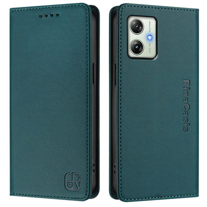 Motorola Moto G64 5G Dual-Folded Magnetic Suction RFID Blocking PU Leather Wallet Phone Case with Card Slots, Cash Pocket, Kickstand, Full Protective Flip Cover
