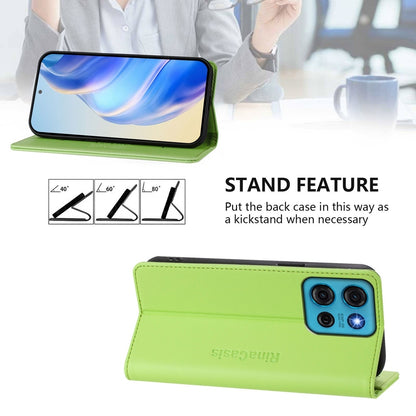 Motorola Moto G75 5G Dual-Folded Magnetic Suction RFID Blocking PU Leather Wallet Phone Case with Card Slots, Cash Pocket, Kickstand, Full Protective Flip Cover