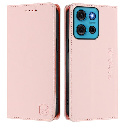 Motorola Moto G75 5G Dual-Folded Magnetic Suction RFID Blocking PU Leather Wallet Phone Case with Card Slots, Cash Pocket, Kickstand, Full Protective Flip Cover