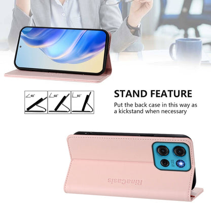 Motorola Moto G75 5G Dual-Folded Magnetic Suction RFID Blocking PU Leather Wallet Phone Case with Card Slots, Cash Pocket, Kickstand, Full Protective Flip Cover