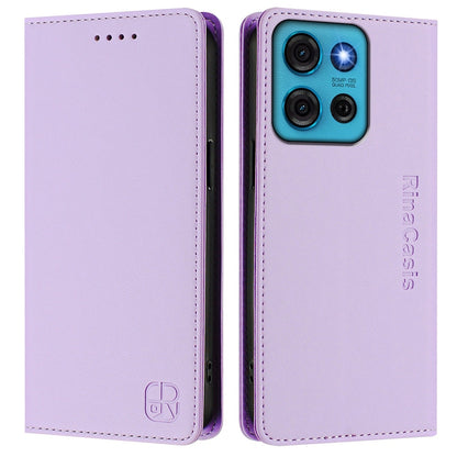 Motorola Moto G75 5G Dual-Folded Magnetic Suction RFID Blocking PU Leather Wallet Phone Case with Card Slots, Cash Pocket, Kickstand, Full Protective Flip Cover