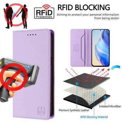 Motorola Moto G75 5G Dual-Folded Magnetic Suction RFID Blocking PU Leather Wallet Phone Case with Card Slots, Cash Pocket, Kickstand, Full Protective Flip Cover