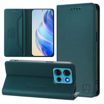 Motorola Moto G75 5G Dual-Folded Magnetic Suction RFID Blocking PU Leather Wallet Phone Case with Card Slots, Cash Pocket, Kickstand, Full Protective Flip Cover