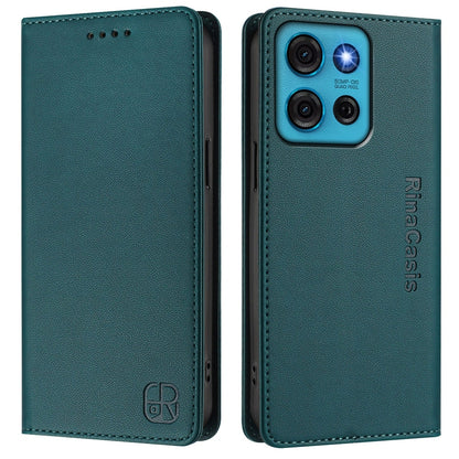 Motorola Moto G75 5G Dual-Folded Magnetic Suction RFID Blocking PU Leather Wallet Phone Case with Card Slots, Cash Pocket, Kickstand, Full Protective Flip Cover