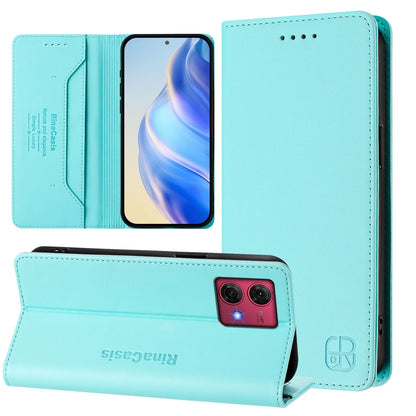 Motorola Moto G84 Dual-Folded Magnetic Suction RFID Blocking PU Leather Wallet Phone Case with Card Slots, Cash Pocket, Kickstand, Full Protective Flip Cover