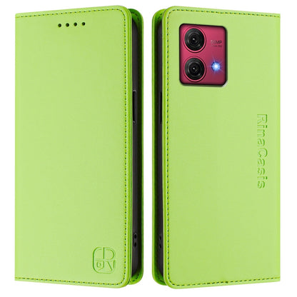 Motorola Moto G84 Dual-Folded Magnetic Suction RFID Blocking PU Leather Wallet Phone Case with Card Slots, Cash Pocket, Kickstand, Full Protective Flip Cover