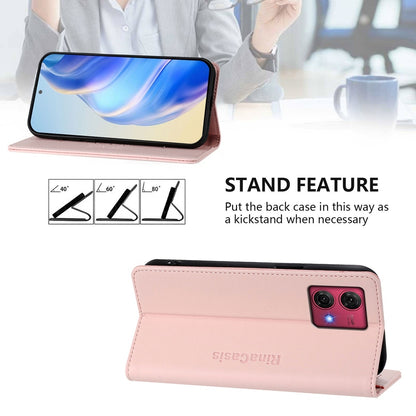 Motorola Moto G84 Dual-Folded Magnetic Suction RFID Blocking PU Leather Wallet Phone Case with Card Slots, Cash Pocket, Kickstand, Full Protective Flip Cover