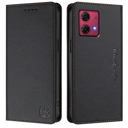 Motorola Moto G84 Dual-Folded Magnetic Suction RFID Blocking PU Leather Wallet Phone Case with Card Slots, Cash Pocket, Kickstand, Full Protective Flip Cover