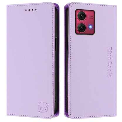 Motorola Moto G84 Dual-Folded Magnetic Suction RFID Blocking PU Leather Wallet Phone Case with Card Slots, Cash Pocket, Kickstand, Full Protective Flip Cover