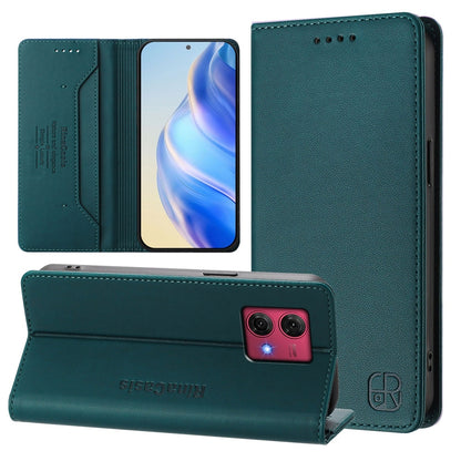 Motorola Moto G84 Dual-Folded Magnetic Suction RFID Blocking PU Leather Wallet Phone Case with Card Slots, Cash Pocket, Kickstand, Full Protective Flip Cover