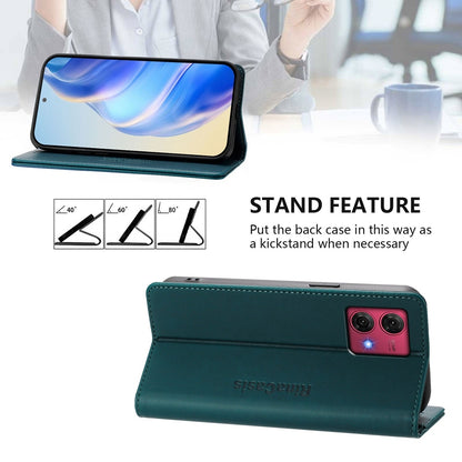 Motorola Moto G84 Dual-Folded Magnetic Suction RFID Blocking PU Leather Wallet Phone Case with Card Slots, Cash Pocket, Kickstand, Full Protective Flip Cover