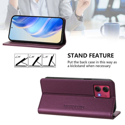 Motorola Moto G84 Dual-Folded Magnetic Suction RFID Blocking PU Leather Wallet Phone Case with Card Slots, Cash Pocket, Kickstand, Full Protective Flip Cover