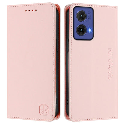 Motorola Moto G85 Dual-Folded Magnetic Suction RFID Blocking PU Leather Wallet Phone Case with Card Slots, Cash Pocket, Kickstand, Full Protective Flip Cover
