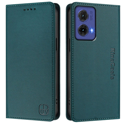 Motorola Moto G85 Dual-Folded Magnetic Suction RFID Blocking PU Leather Wallet Phone Case with Card Slots, Cash Pocket, Kickstand, Full Protective Flip Cover