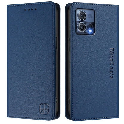 Motorola Moto S30 Pro Dual-Folded Magnetic Suction RFID Blocking PU Leather Wallet Phone Case with Card Slots, Cash Pocket, Kickstand, Full Protective Flip Cover