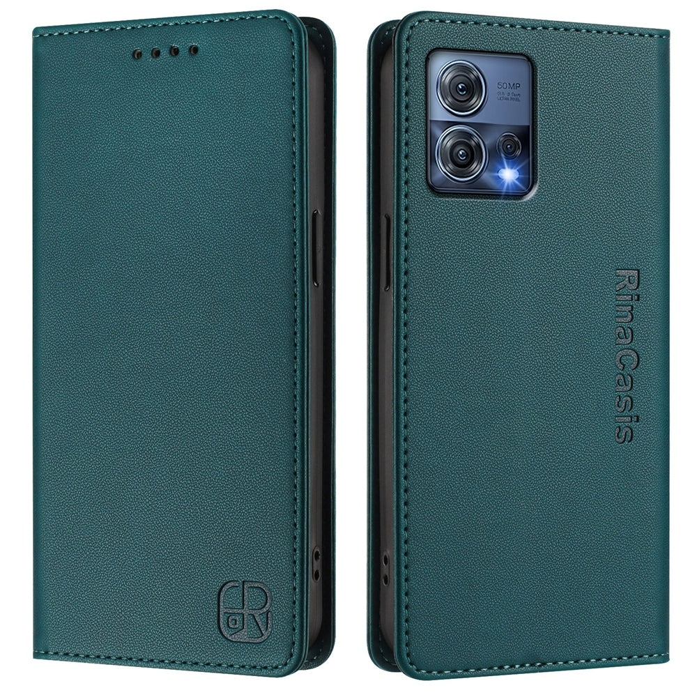 Motorola Moto S30 Pro Dual-Folded Magnetic Suction RFID Blocking PU Leather Wallet Phone Case with Card Slots, Cash Pocket, Kickstand, Full Protective Flip Cover