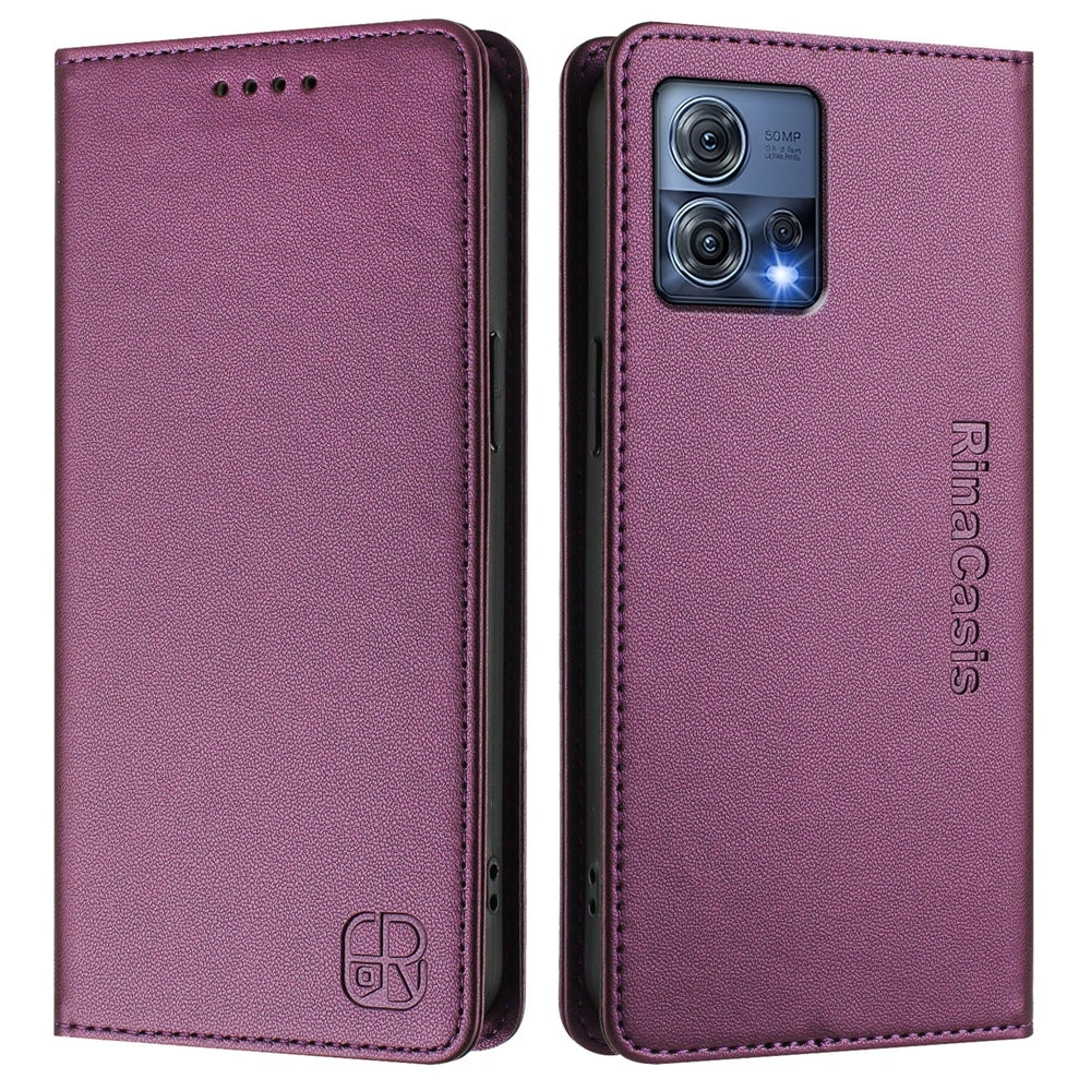 Motorola Moto S30 Pro Dual-Folded Magnetic Suction RFID Blocking PU Leather Wallet Phone Case with Card Slots, Cash Pocket, Kickstand, Full Protective Flip Cover