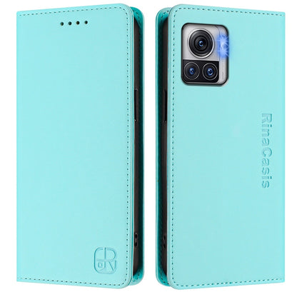 Motorola Moto X30 Pro Dual-Folded Magnetic Suction RFID Blocking PU Leather Wallet Phone Case with Card Slots, Cash Pocket, Kickstand, Full Protective Flip Cover