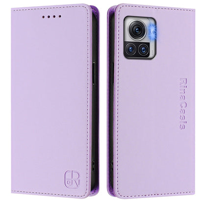 Motorola Moto X30 Pro Dual-Folded Magnetic Suction RFID Blocking PU Leather Wallet Phone Case with Card Slots, Cash Pocket, Kickstand, Full Protective Flip Cover