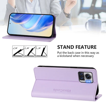 Motorola Moto X30 Pro Dual-Folded Magnetic Suction RFID Blocking PU Leather Wallet Phone Case with Card Slots, Cash Pocket, Kickstand, Full Protective Flip Cover