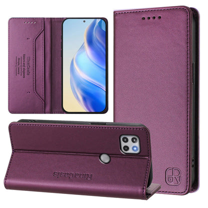 Motorola One 5G Ace Dual-Folded Magnetic Suction RFID Blocking PU Leather Wallet Phone Case with Card Slots, Cash Pocket, Kickstand, Full Protective Flip Cover