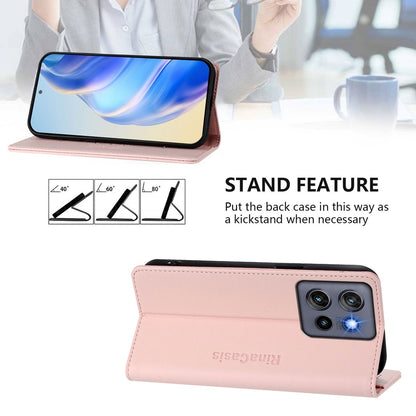Motorola ThinkPhone 25 Dual-Folded Magnetic Suction RFID Blocking PU Leather Wallet Phone Case with Card Slots, Cash Pocket, Kickstand, Full Protective Flip Cover