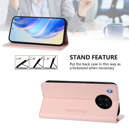 Honor 50 Lite Dual-Folded Magnetic Suction RFID Blocking PU Leather Wallet Phone Case with Card Slots, Cash Pocket, Kickstand, Full Protective Flip Cover