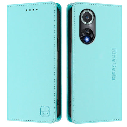 Honor 50 Pro Dual-Folded Magnetic Suction RFID Blocking PU Leather Wallet Phone Case with Card Slots, Cash Pocket, Kickstand, Full Protective Flip Cover