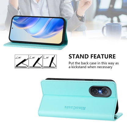 Honor 50 SE Dual-Folded Magnetic Suction RFID Blocking PU Leather Wallet Phone Case with Card Slots, Cash Pocket, Kickstand, Full Protective Flip Cover
