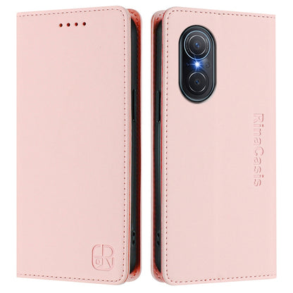 Honor 50 SE Dual-Folded Magnetic Suction RFID Blocking PU Leather Wallet Phone Case with Card Slots, Cash Pocket, Kickstand, Full Protective Flip Cover