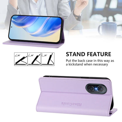 Honor 50 SE Dual-Folded Magnetic Suction RFID Blocking PU Leather Wallet Phone Case with Card Slots, Cash Pocket, Kickstand, Full Protective Flip Cover