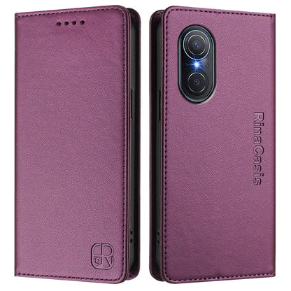 Huawei nova 9 SE Dual-Folded Magnetic Suction RFID Blocking PU Leather Wallet Phone Case with Card Slots, Cash Pocket, Kickstand, Full Protective Flip Cover